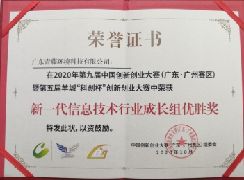 【喜讯】青藤环境荣获中国创新创业大赛新一代信息技术行业成长组优胜奖